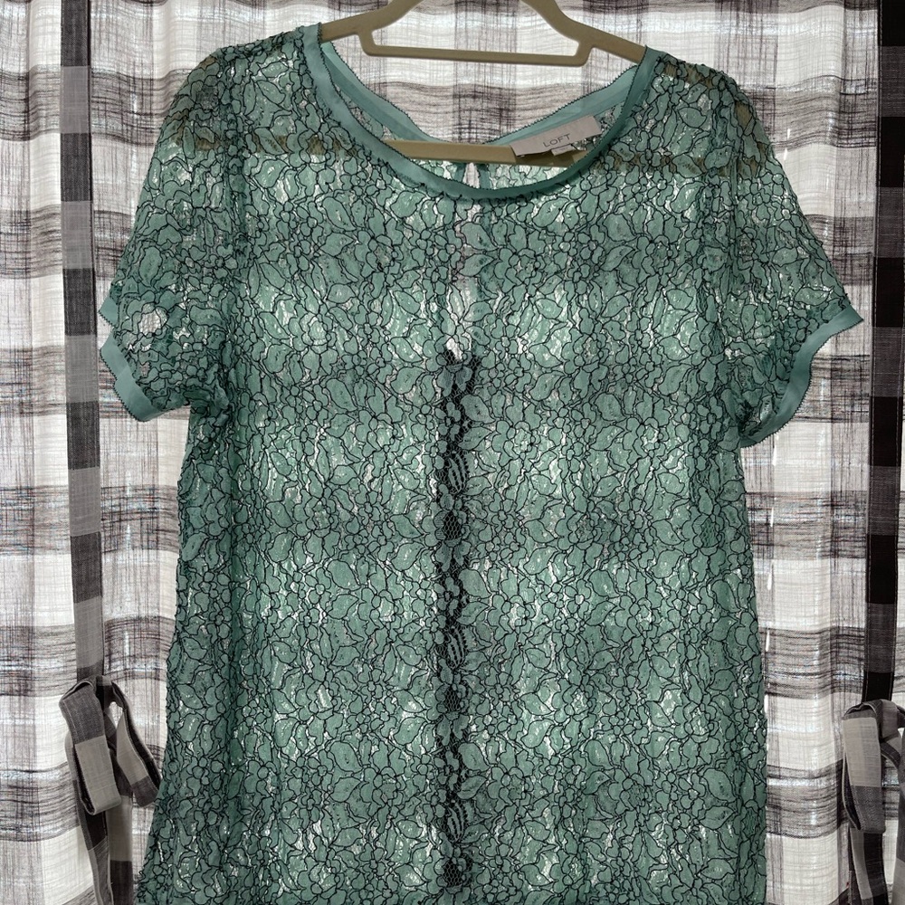 LOFT Mint Green Lace Blouse